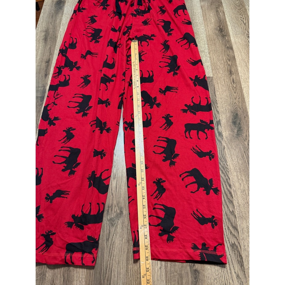 Lazy One PJ Pant Classic Moose Red Unisex Large Red Adult Cotton Elastic NEW - Picture 2 of 12